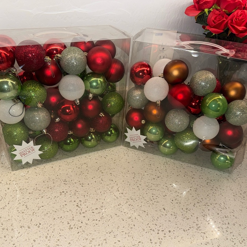 Festive Holiday Ornament Set - Red, Green, White & Silver